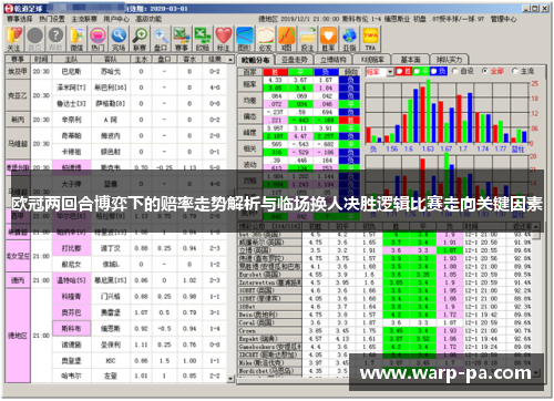 欧冠两回合博弈下的赔率走势解析与临场换人决胜逻辑比赛走向关键因素